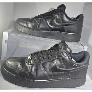 Nike Men's  Air Force 1 '07 Low Supreme Black Leather Sneakers Size 12 W/Flaw